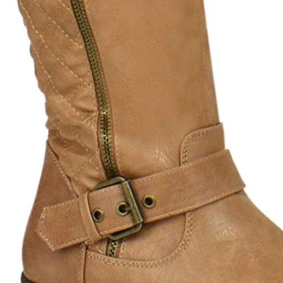 Margo Tan Tufted Knee High Low Heel Riding Boot - Picture 2 of 6